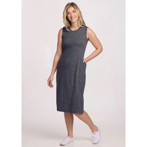 Woolx Cassie Merino Wool Midi Dress Grey Sleeveless Pockets Gorpcore Hiking M